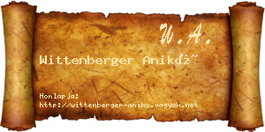 Wittenberger Anikó névjegykártya